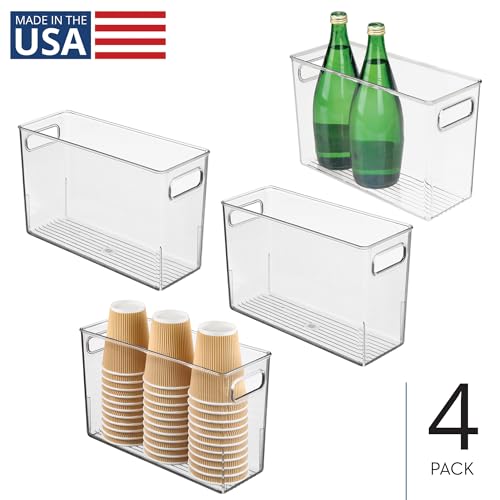 iDesign Tall Plastic Storage Bin with Handles, Set of 4, Clear | For Fridge or Freezer, Made in USA - style: Pack of 4