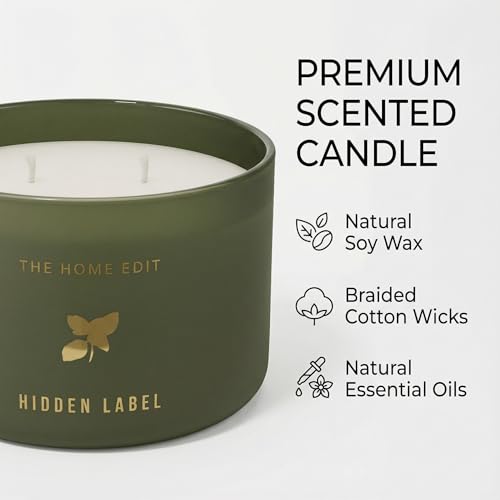 Hidden Label Basil Lime Mandarin Soy Candle, 10oz 2-Wick, 45H Kitchen Fresh | Herbal Citrus Aromatherapy | Non-Toxic Vegan Phthalate-Free | Even Melt No Tunneling | Sage Frosted Reusable Gift Jar - color: Basil Lime Mandarin