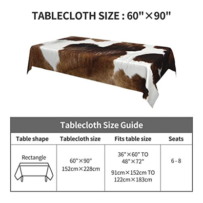 Worltoldb Cow Tablecloths Polyester Table Cloth for Kitchen Dinning Table Washable Table Cover for Parties Wedding Picnic - color: White10