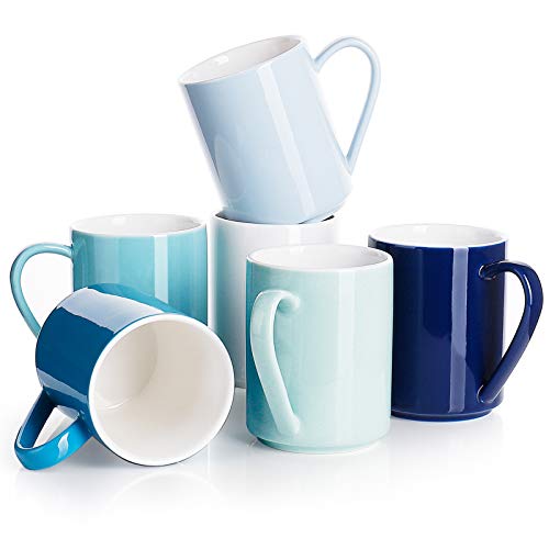 Sweese Coffee Mug, Porcelain 11 Oz Coffee Mugs Set of 6, Ceramic Coffee Cups with Handle for Coffee, Tea, Cocoa and Mulled Drinks - Multicolor, Cool Assorted Colors - color: Multicolor
