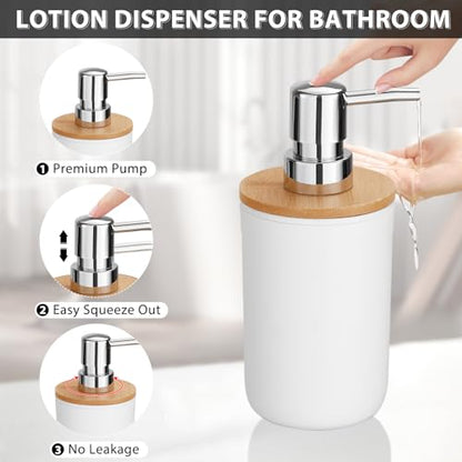 Bathroom Accessories Set 5Piece White Bathroom Sets, Toothbrush Holder, Toothbrush Cup, Lotion Soap Dispenser, Soap Dish and Qtip Holder Bathroom Decor - style: White