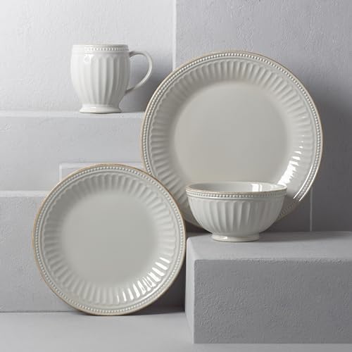 Lenox White French Perle Groove 4Pc Place Setting, 6.95 LB - style: 4-Piece Place Setting