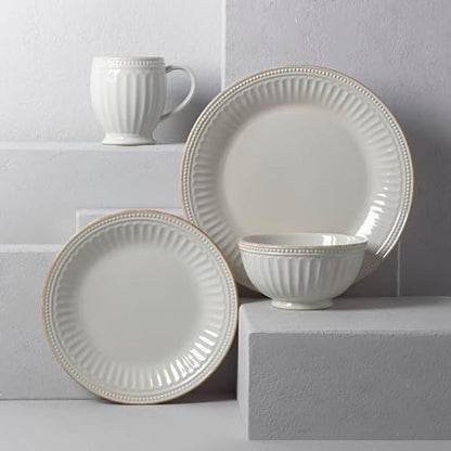 Lenox White French Perle Groove 4Pc Place Setting, 6.95 LB - style: 4-Piece Place Setting