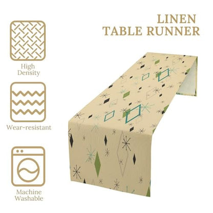 1950s Mid Century Table Runner, Modern Atomic Pattern Absctract Geometric Retro Dinner Runner for Home Kitchen Dining 13x36in - color: Mid Century-1, size: 13x36in