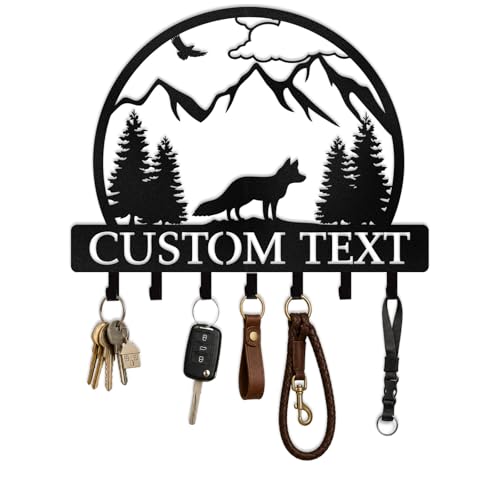 Personalized Metal Key Holder for Wall Custom Key Rack with Hooks for Hallway Mudroom Entryway Door Bathroom Kitchen New Home Apartment Gifts for Women Men Friends - color: Custom Wolf Key Hooks