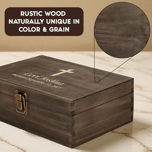 Personalized Memory Box for Keepsakes, Custom Engraved Wooden Keepsake Box, Baptism, First Communion & Christening Gift for Boys & Girls, Storage for Jewelry, Photos & Mementos - style: 14. Baptism Designs 2