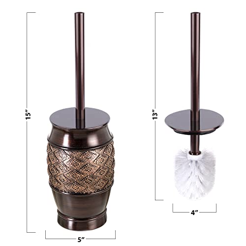 Creative Scents Dublin Brown 6 Piece Resin Bathroom Accessories Set | Includes Toilet Brush and Holder, Tissue Box Cover, Soap Dispenser, Toothbrush Holder, Tumbler Cup & Soap Dish - style: 6 Piece Set