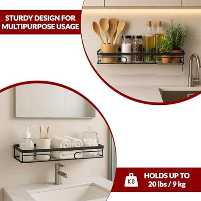 2-Pack Adhesive Shower Caddy, No-Drill Corner Shower Shelves for Bathroom | Wall-Mounted Small Storage Organizer for Shampoo, Soap & Toiletries - style: RECTANGLE