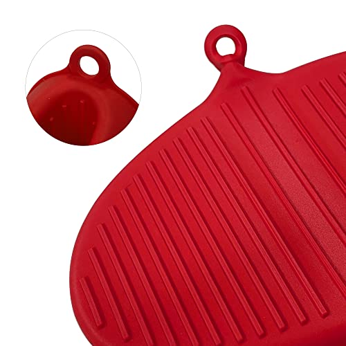 Thickened Mini Silicone Oven Mitts Heat Resistant, Rubber Oven Mitt Gloves, Finger Pinch Grips, Pot Holder, Silicone Potholder for Kitchen Cooking & Baking 1 Pair, Red - color: Red