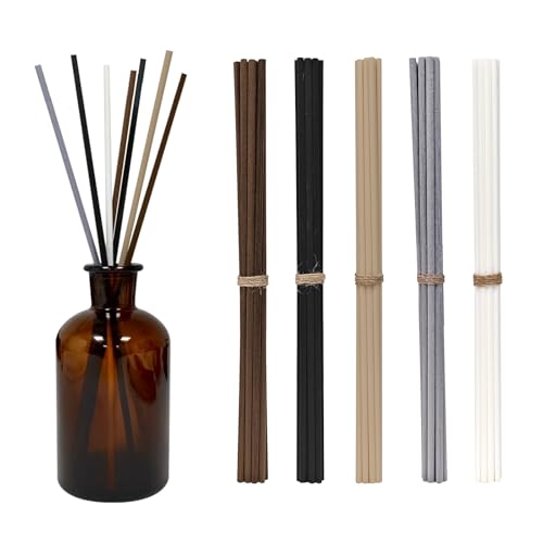 5 Mixed Colors 10inch Diffuser Replacement Sticks - 60Pcs Fiber Reed Fragrance Sticks Refill for Home and Bathroom - Rattan Essential Oil Sticks for Scented Diffuser - color: 5 Mixed Colors, size: 3mm x 25cm (60pcs)