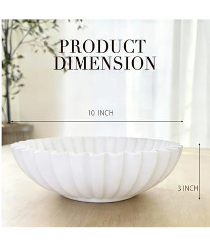 Hoousuper Large decorative bowls for home decor, Modern key bowl for entryway table, Handicraft purse bowl, catch all bowl, Artificial Stone, white. - size: Purse White