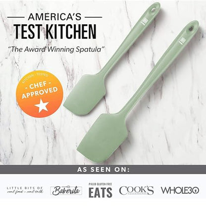 DI ORO Silicone Spatula Set - 600F Heat Resistant, 3-Pc Sage | Rubber scraper won't scratch nonstick pans; For baking, cooking, mixing, and frosting; BPA-free and dishwasher safe - color: Sage