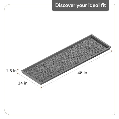 Anji Mountain AMB0BT4F-017 Black Rubber Boot/Shoe Tray with Coir, Fits 4 Pair (46.5" Wide), Cross Embossed Insert - color: Cross Embossed Insert, size: 46" x 14" x 1.5"