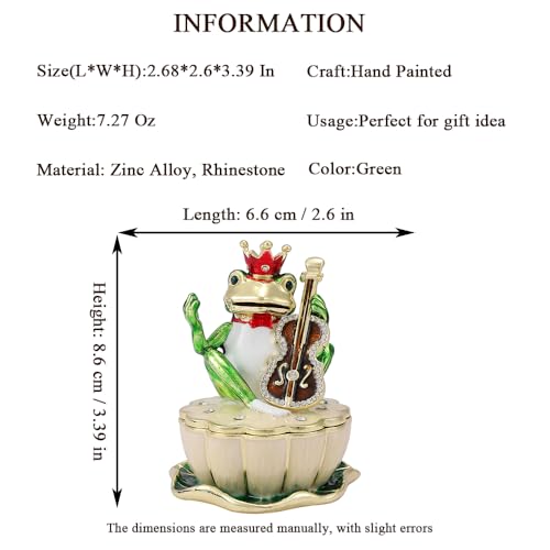 QIFU Hand Painted Green Frog Style Enamel Trinket Box Hinged, Unique Small Jewelry Box to Store Jewelry in Style - style: Guitar Frog