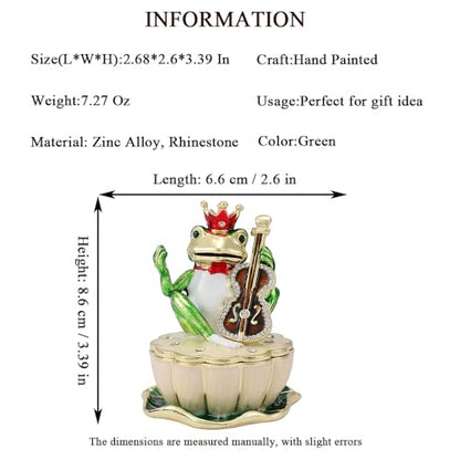 QIFU Hand Painted Green Frog Style Enamel Trinket Box Hinged, Unique Small Jewelry Box to Store Jewelry in Style - style: Guitar Frog