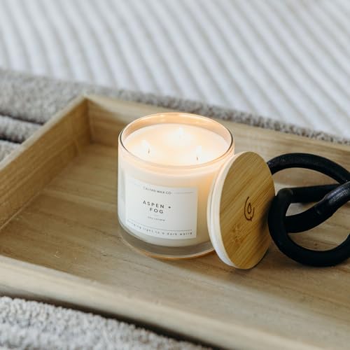 Aspen & Fog 3 Wick Scented Candle - 43 Hour Burn | Made in the USA Luxury Clean Soy Wax Candles - Long Lasting Large Glass Jar Candle for Home - 3 Wicks - 14.9oz - color: Aspen + Fog