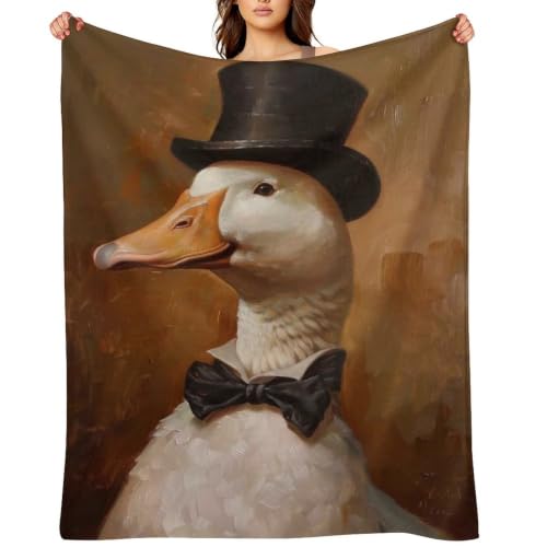 Gentleman Duck 02 Flannel Blankets Fleece Soft Throw Lightweight Plush Gifts for Couch, Bed, Cozy Sofa Plush, Chair, Lovers 30x40in（75x100cm） - color: Style-28, size: 30x40in（75x100cm）
