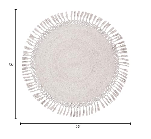SAFAVIEH Sahara Collection 3' Round Beige SAH490A Handmade Boho Tassel Area Rug - color: Beige, size: 3' (Round)