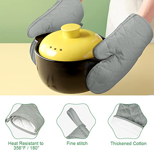 AUAUY Grey Oven Mitts, 1 Pair Kitchen Mittens, 392F Heat Resistant Non-Slip Gloves for Oven, BBQ, Grilling, Cooking, Baking - Infill Cotton - color: Grey B