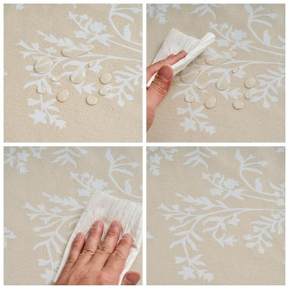 Pioggia Vinyl Tablecloth with Flannel Backing - Waterproof, Oil-Proof, Easy to Clean -Plastic Table Cloth - Perfect for Dining Tables, Kitchen Tables, Parties (Beige Leaves, 54×54 Inch Square) - color: Beige Leaves, size: 54" x 54" (Square)