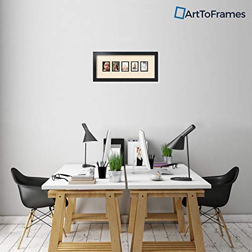 ArtToFrames Collage Photo Frame Double Mat with 5-2.5x3.5 Openings with Satin Black Frame and Alabaster mat. - color: Alabaster, size: 2.5x3.5