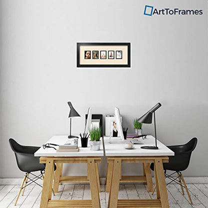 ArtToFrames Collage Photo Frame Double Mat with 5-2.5x3.5 Openings with Satin Black Frame and Alabaster mat. - color: Alabaster, size: 2.5x3.5