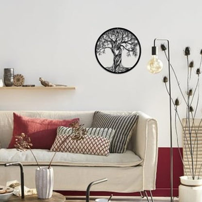 Acopelo Metal Wall Decor, Tree of Life, Black, 18 Inches | Tree Art Wall Sculpture, Laser Cut Rustic, For Living Room Bedroom, Indoor Outdoor