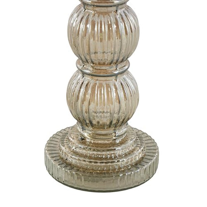 Deco 79 Glass Handmade Decorative Candle Holder Turned Style Pillar Candle Stand, Set of 3 Candlestick Holder 6", 9", 12"H, Gray