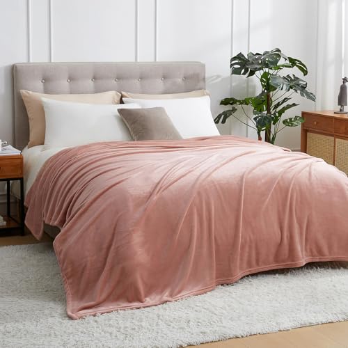 Hansleep Full Dusty Pink Fleece Blanket, Soft Flannel Bed Blanket | Fuzzy Cozy Blanket 84x90 Inches, Multi-use for Bed, Sofa, Couch, Travel, Camping, All Season Warm Lightweight Cover - color: Dusty Pink, size: Full (84x90 Inches)
