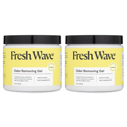 Fresh Wave Lemon Odor Eliminator Gel 2Pk 15 oz - Air Freshener for Home | Lasts 30-60 days. Plant-based odor absorber. No perfumes or harsh chemicals. Bathroom & closet deoderizer. Refills available. - size: 15 Fl Oz (Pack of 2)