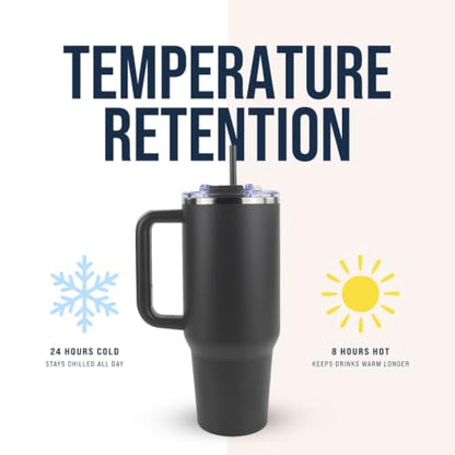 Hogg Big Swig 40oz Tumbler with Handle and Straw - Charcoal Gray, 40 oz Tumbler, Insulated Cup with Handle, 40oz Water Bottle with Straw, Thermal Cups, Leak Proof Lid, Travel Mugs, Stainless Steel - color: Charcoal Gray