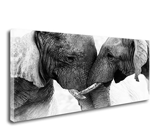 DZL Art D73062 Black and White Elephants Entwine Wall Art Canvas Painting Ready to Hang for Living Room Bedroom Office Wall Decor Home Decoration - color: Elephants, size: 48" L x 24" W