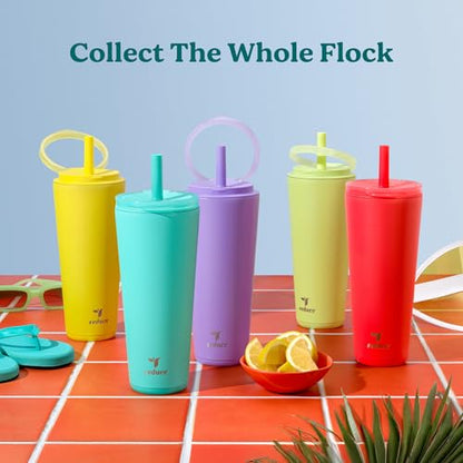 REDUCE Halo 32 oz Stainless Steel Vacuum Insulated Tumbler - Spill Proof Travel Mug with Flip Handle Lid - Keeps Drinks Cold for 32 Hrs - Dishwasher Safe - Cupholder Friendly - Daquiri - color: Daquiri, size: 32 Ounces