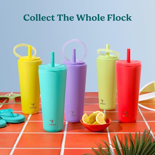 REDUCE Halo 32 oz Stainless Steel Vacuum Insulated Tumbler - Spill Proof Travel Mug with Flip Handle Lid - Keeps Drinks Cold for 32 Hrs - Dishwasher Safe - Cupholder Friendly - Pina Colada - color: Pina Colada, size: 32 Ounces