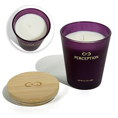 PERCEPTION AROMAS Luxury Scented Candle | Lavender Vanilla | Hand Poured Soy Wax Candle with Gift Box | Elegant Fragrances | 50 Hour Burn Time (8.1 oz) - color: Lavender Vanilla