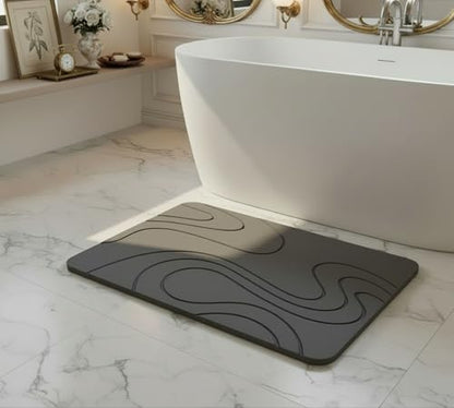 Premium Stone Bath Mat Diatomaceous Earth Ultra Absorbent Quick Drying Easy to Clean Non-Slip Diatomite Stone Bath Shower Mat Ideal for Bathroom Floor (Dark Grey) - color: Dark Grey