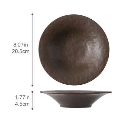 8 Inch Elegant Porcelain Dinner Plates, Round Appetizer Plates, Perfect for Salad, Dessert, Pasta, Snacks,Fruit,Breakfast, Party, Dishwasher & Microwave Safe, Set of 4 (Brown) - color: Brown