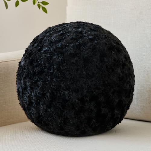 Ball Pillow, Decorative Round Pillow for Couch n, Circle Throw Pillows, Perfect Ball Pillows for Couch, Stylish Decorative Pillows, Versatile Round Throw Pillow (Black, Medium-11.8 Inches) - color: Black, size: Medium-11.8 Inches
