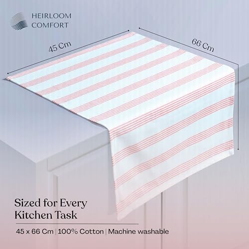 Rust Stripe Dish Towels, 5 Pack, 100% Cotton, Super Absorbent and Quick Dry, Multi Pin Striped Kitchen Towel Set, Durable Wash Cloths for Kitchen Use, Cleaning & Drying Dishes - color: Rust, style: 5 Pack