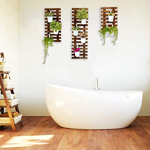 ShopLaLa Wall Planter (3 Pack) Wooden Hanging Planter for Indoor Plants | Air Plant Succulent Holder, Live Vertical Garden Large Wall Mounted Plant Stand Decor for Christmas Outdoor Garden - size: 3-pc set