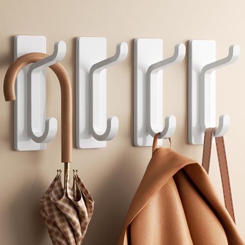 pickpiff 12 Pack Strong Stick-on Hooks 13LB for Coat & Towel, White - color: White, size: 12 Pack