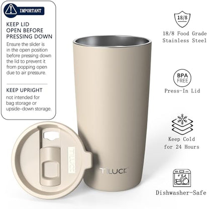 TILUCK 20 oz Insulated Coffee Tumbler with BPA-Free Lid | Travel Coffee Mug, Dishwasher Safe, Cup Holder Friendly, Double-Wall Vacuum Insulation for Hot & Cold Drinks,Matte MistyGray - color: Matte MistyGray, size: 20 Ounces