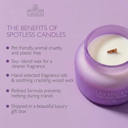 Lavender Candle 19oz Volcano Jar with Wooden Wick Upto 75 Hours Burn Time in a Large 4" x 5" Solid Purple Glass Jar in a Luxury Gold Foil Gift Box - color: Lavender 19, size: 19oz