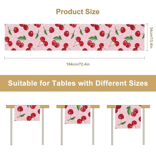Red Cherry Table Runner, Tropical Fruit Polka Dot Print Table Runner for Birthday Party Dining Room Home Kitchen 13x36in - color: Fruit-4, size: 13x36in