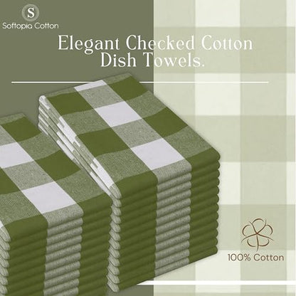 Mint Green and White 12 Pack Buffalo Check Kitchen Towels, 16x26 Inches, 100% Cotton Dish Cloths, Reusable Hand Towels for Drying Glassware, Cleaning Spills, Farmhouse Plaid Towel - color: Mint Green, size: 16 X 26 - 12 Pack