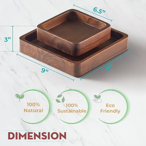 FANATU Wood Pistachio Snack Bowl with Shell Storage, Double Dish (Walnut) | Magnetic Removable Lid Creates A Convenient Nut Serving Tray For Quick Refills, Cleanup, Movie Nights And Parties - color: Walnut