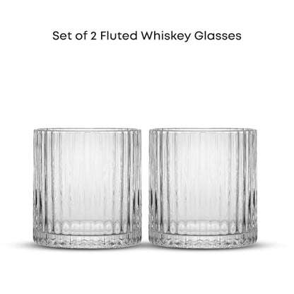 JoyJolt Elle 10oz Double Old Fashioned Whiskey Glasses - Set of 2, Lead-Free Glassware, Dishwasher Safe, Vintage Style Drinking Glasses - style: Whisky Glasses