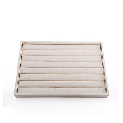 Oirlv Linen 7 Lines Ring Storage Tray Rings Showcase Display Organizer Plate - size: 7 lines
