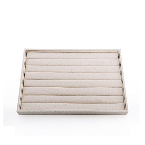 Oirlv Linen 7 Lines Ring Storage Tray Rings Showcase Display Organizer Plate - size: 7 lines