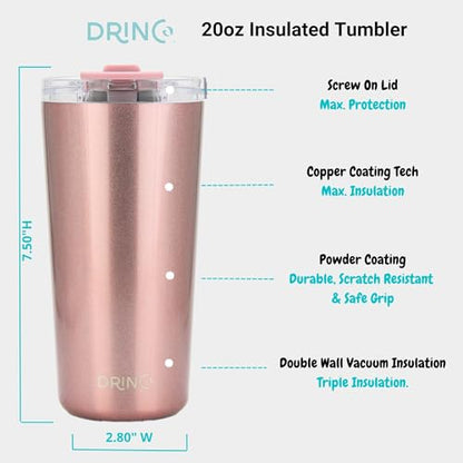 Drinco - 20 oz Stainless Steel Tumbler | Double Walled Vacuum Insulated Mug With Lid, 2 Straws, For Hot & Cold Drinks (20oz Chupa) - color: 20oz Chupa
